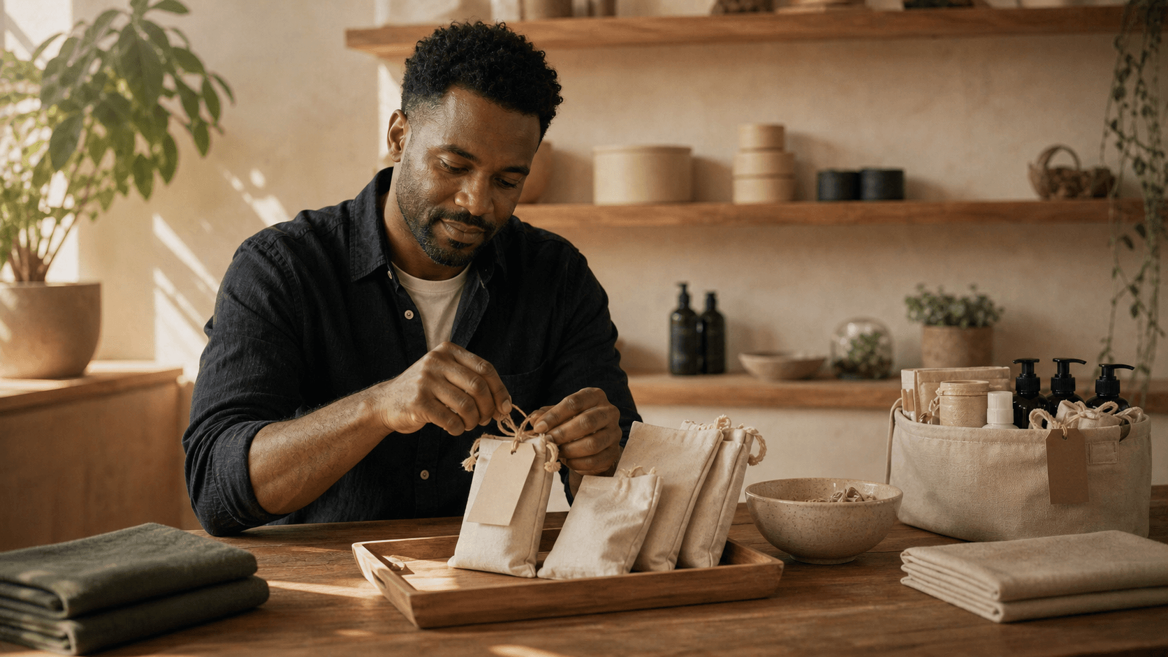 A retention operator preparing reusable pouch materials for a revised subscription plan